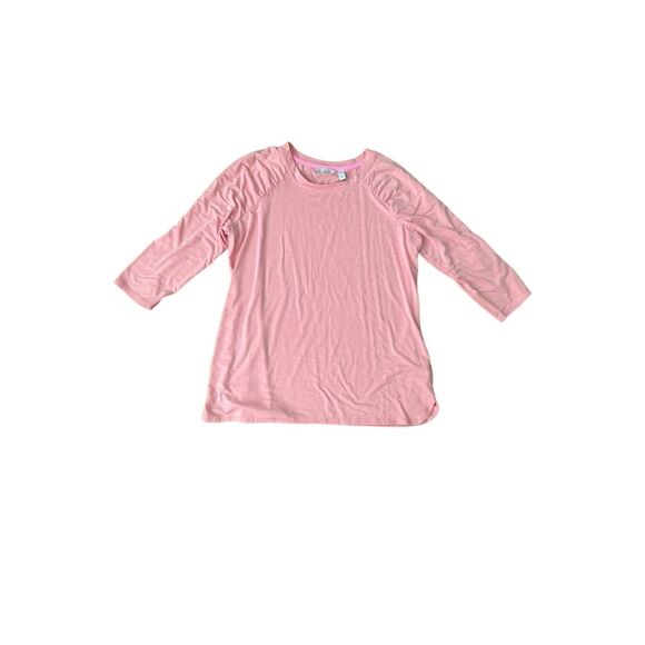 Isaac Mizrahi Live! Women's L Pink Raglan 3/4 Sleeve Top - Picture 1 of 3